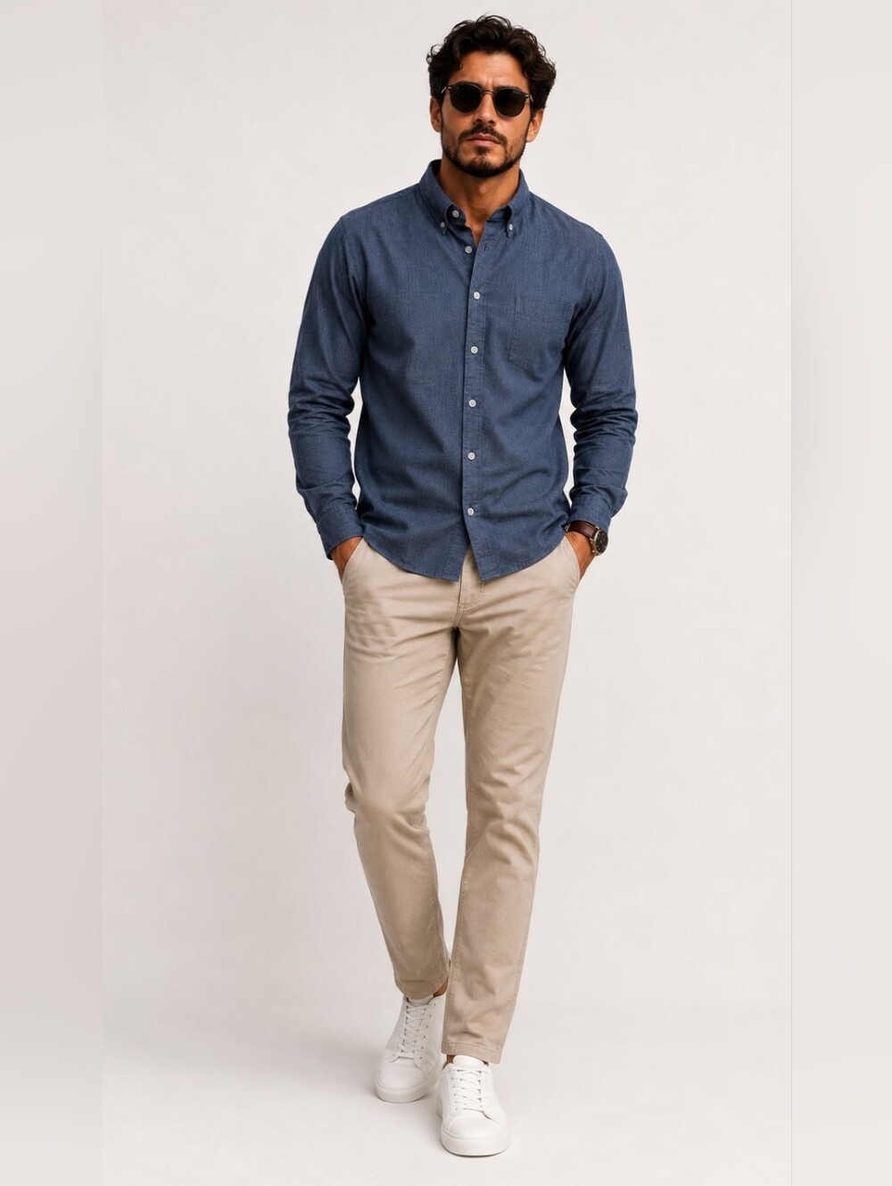 Old Navy Men’s Navy Blue Long Sleeve Button-Up Shirt Shirt, Size XXL.